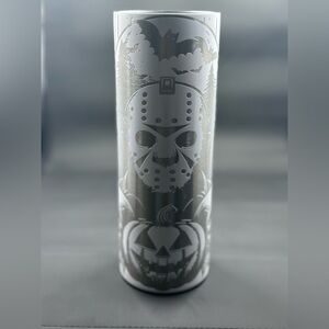 Halloween themed glow in the dark tumbler. Fully laser engraved 20oz